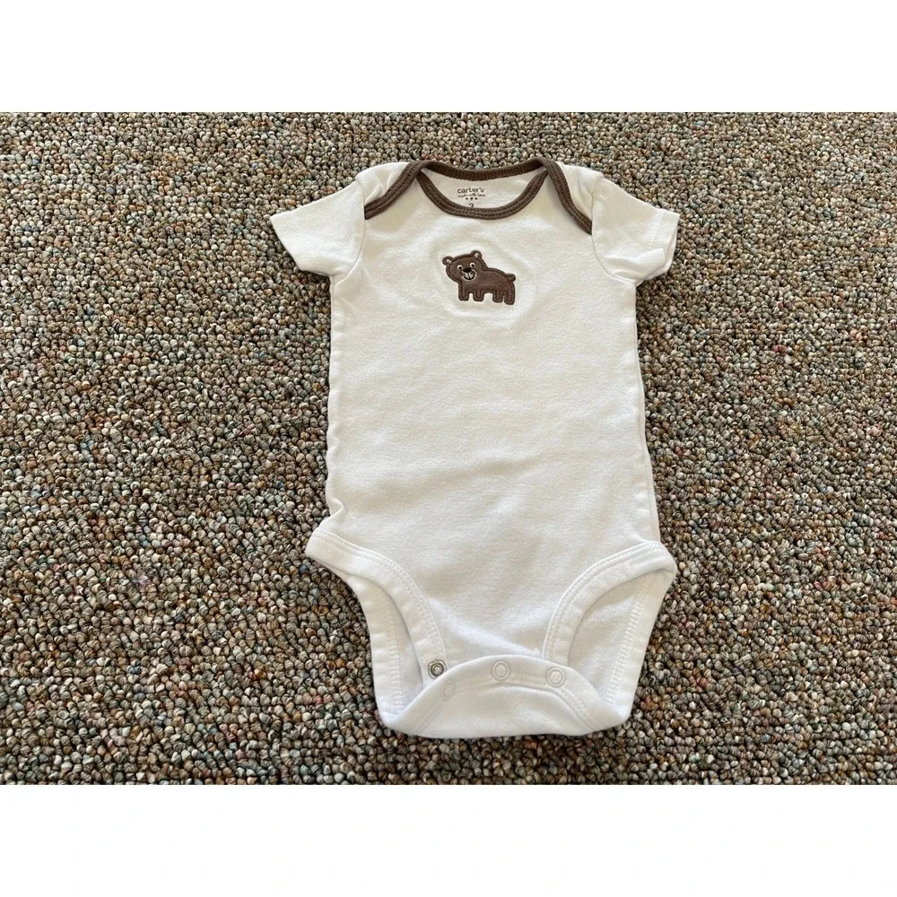 Carter's Boys White & Brown Bear Bodysuit 3M